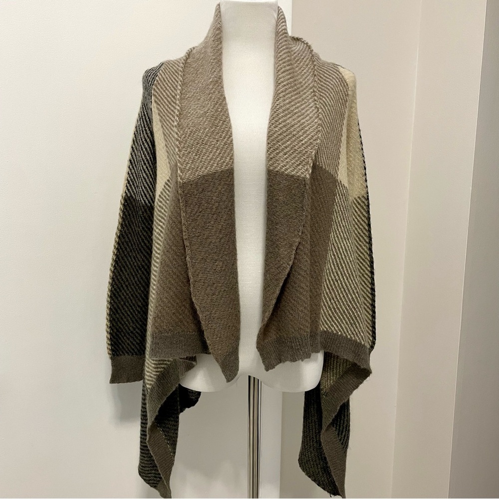 Cynthia Rowley Wool Blend Waterfall Cardigan Sweater Brown/Taupe/Tan Size Large